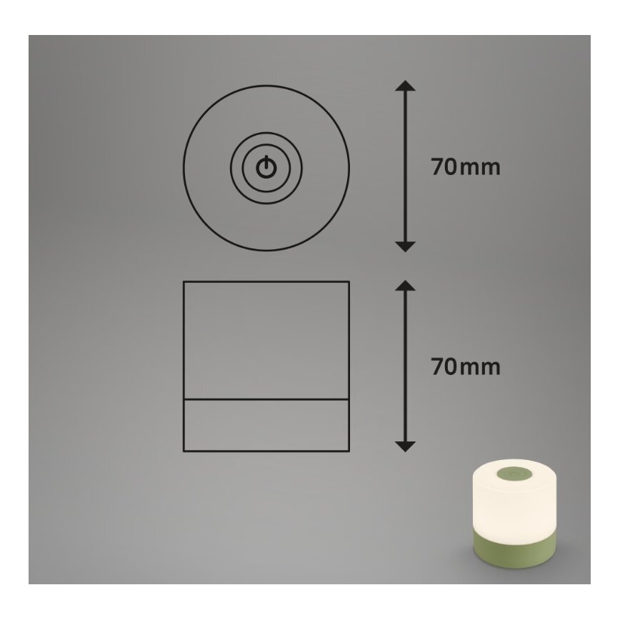 Briloner 7461019 - LED dimmbare wiederaufladbare Außen-Tischlampe LED/2W/5V IP44 1200 mAh grün