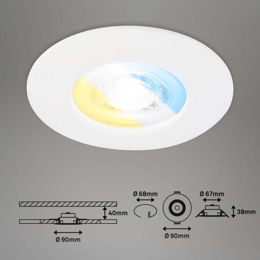 Briloner 7605036 - 3er-Set LED-Bad-Einbauleuchte 3xLED/4,9W/230V IP44 weiß
