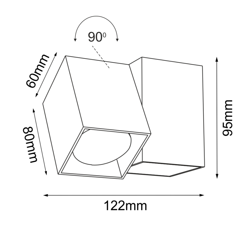 Brosline - Wandspot 1xGU10/10W/230V schwarz