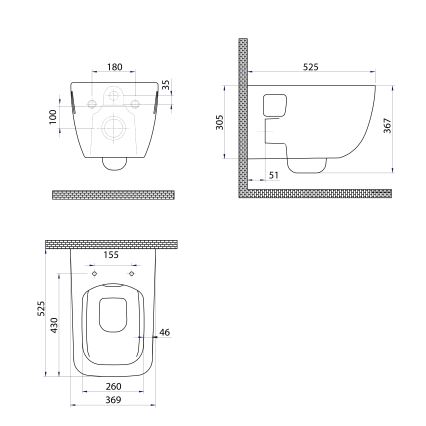 Bruckner - Hängendes WC Rimless WALTER Keramik/Weiß