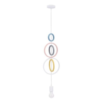 Bunter Kinderpendelleuchte HOOPS 1xE27/20W/230V, Durchmesser 19 cm