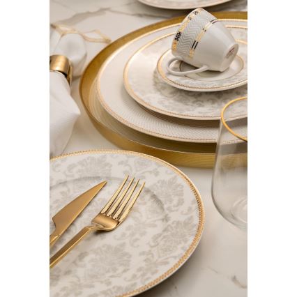 Buntes 68-teiliges Geschirrset aus Knochenporzellan