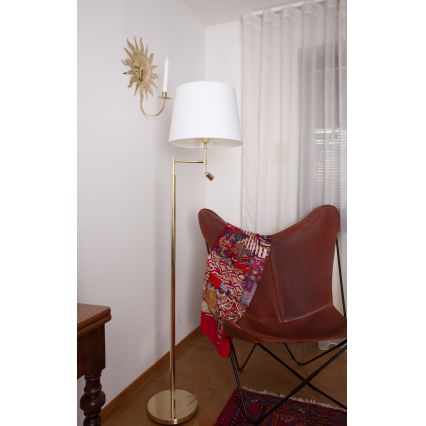 ByRydens - LED Stehlampe ORLANDO 1xE27/5W/230V + LED/3W weiß/gold Ø 36 cm