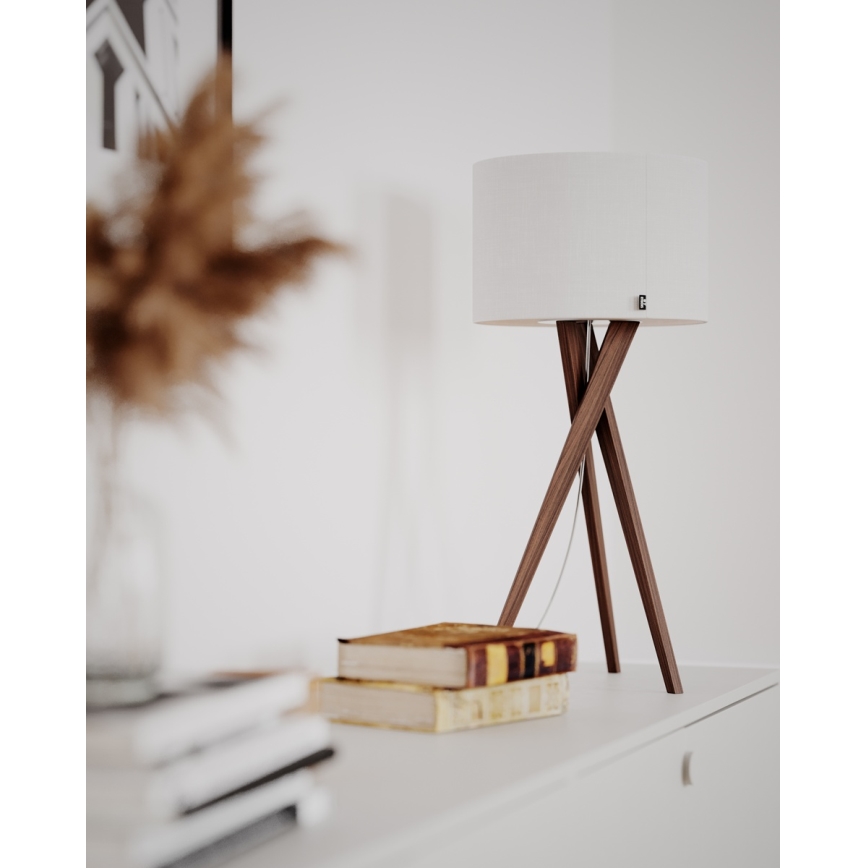 ByRydens - Tischlampe VEGA 1xE27/8W/230V weiß/Nussbaum