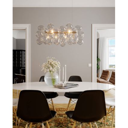 ByRydens - Pendelleuchte an Stahlseil GROSS BAR 8xG9/4W/230V klar