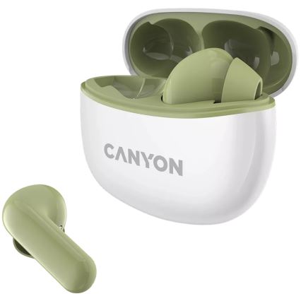 Canyon - Kabellose Stereo-Ohrhörer True Wireless 500 mAh + 2x 40 mAh weiß/grün