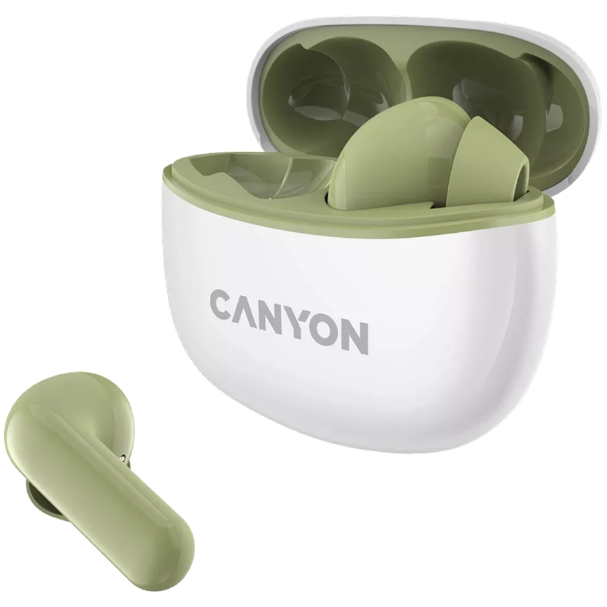 Canyon - Kabellose Stereo-Ohrhörer True Wireless 500 mAh + 2x 40 mAh weiß/grün