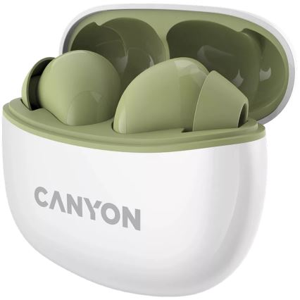 Canyon - Kabellose Stereo-Ohrhörer True Wireless 500 mAh + 2x 40 mAh weiß/grün