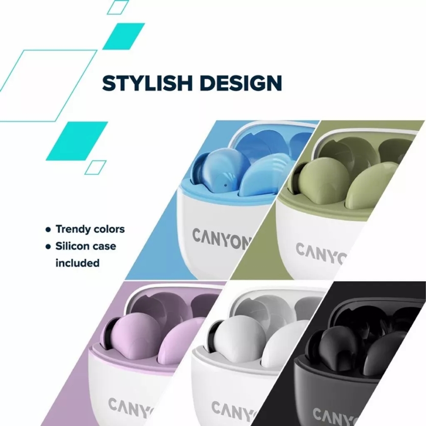 Canyon - Kabellose Stereo-Ohrhörer True Wireless 500 mAh + 2x 40 mAh weiß/grün