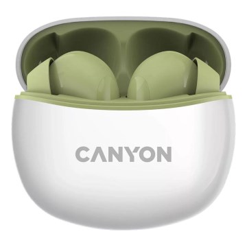 Canyon - Kabellose Stereo-Ohrhörer True Wireless 500 mAh + 2x 40 mAh weiß/grün