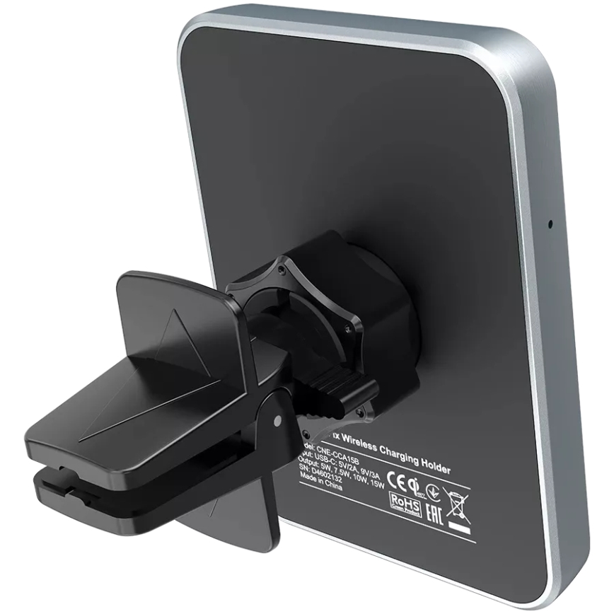 Canyon - Magnetische Auto-Handyhalterung mit kabelloser Qi-Ladefunktion 5V eckig schwarz