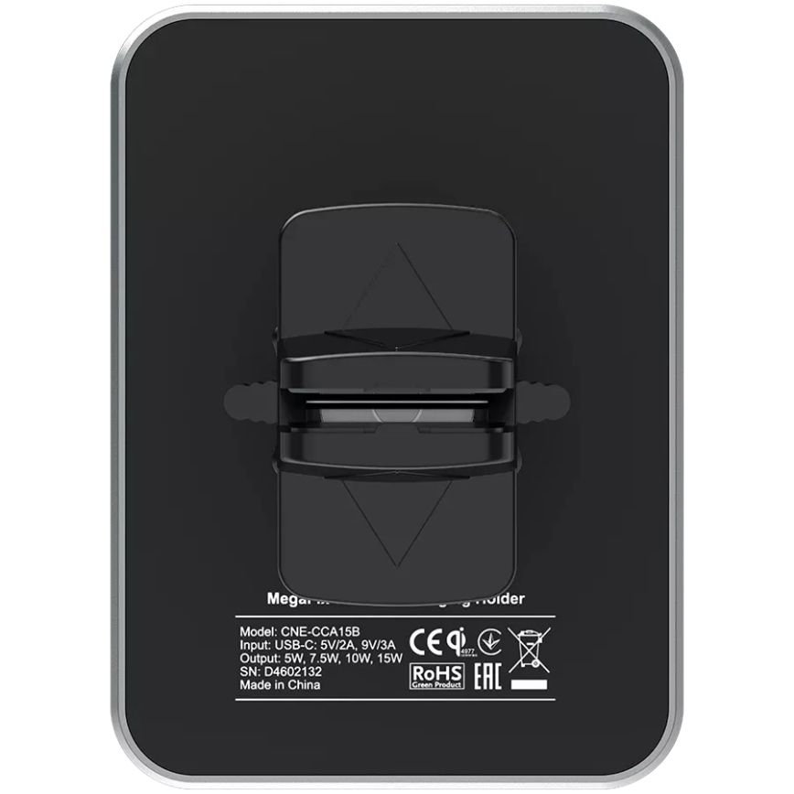 Canyon - Magnetische Auto-Handyhalterung mit kabelloser Qi-Ladefunktion 5V eckig schwarz