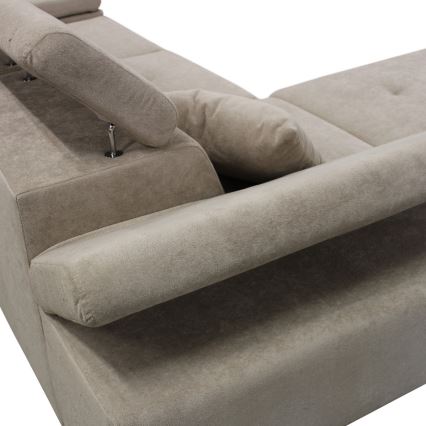 CASTELO Ecksofa mit Schlaffunktion und Stauraum, L-Form, links, grau