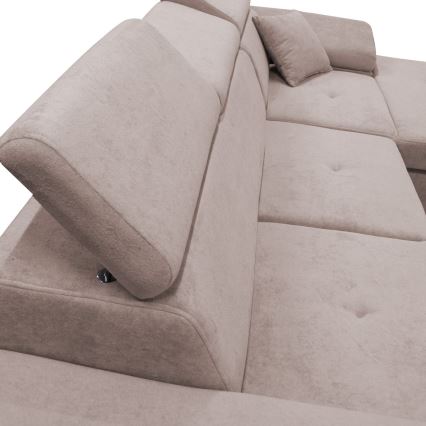 CASTELO Ecksofa mit Schlaffunktion und Stauraum, L‑Form, rechts, beige
