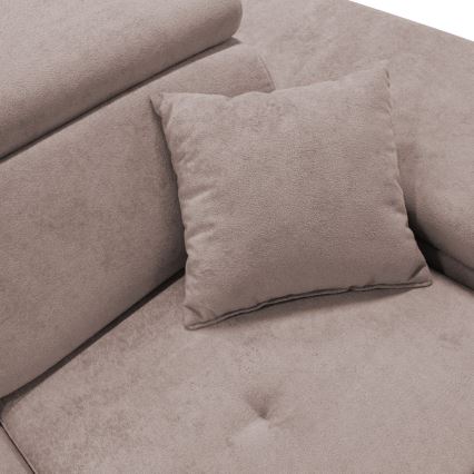 CASTELO Ecksofa mit Schlaffunktion und Stauraum, L‑Form, rechts, beige