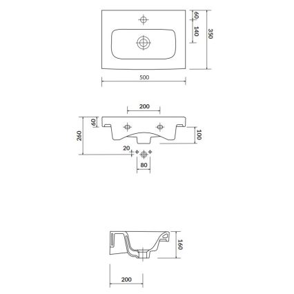 Cersanit K116-008 - Einbauwaschbecken MODUO SLIM 35x50 cm Keramik/glänzendes Weiß