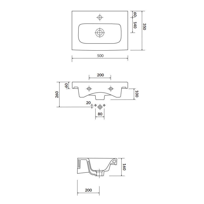 Cersanit K116-008 - Einbauwaschbecken MODUO SLIM 35x50 cm Keramik/glänzendes Weiß