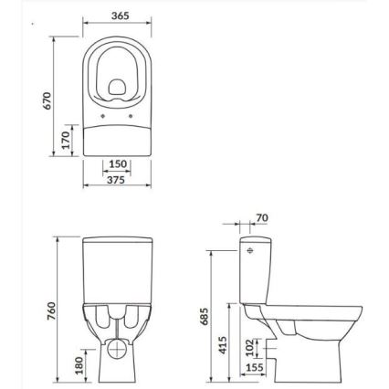 Cersanit K35-037 - Stand-WC mit Toilettensitz CITY Keramik/weiß