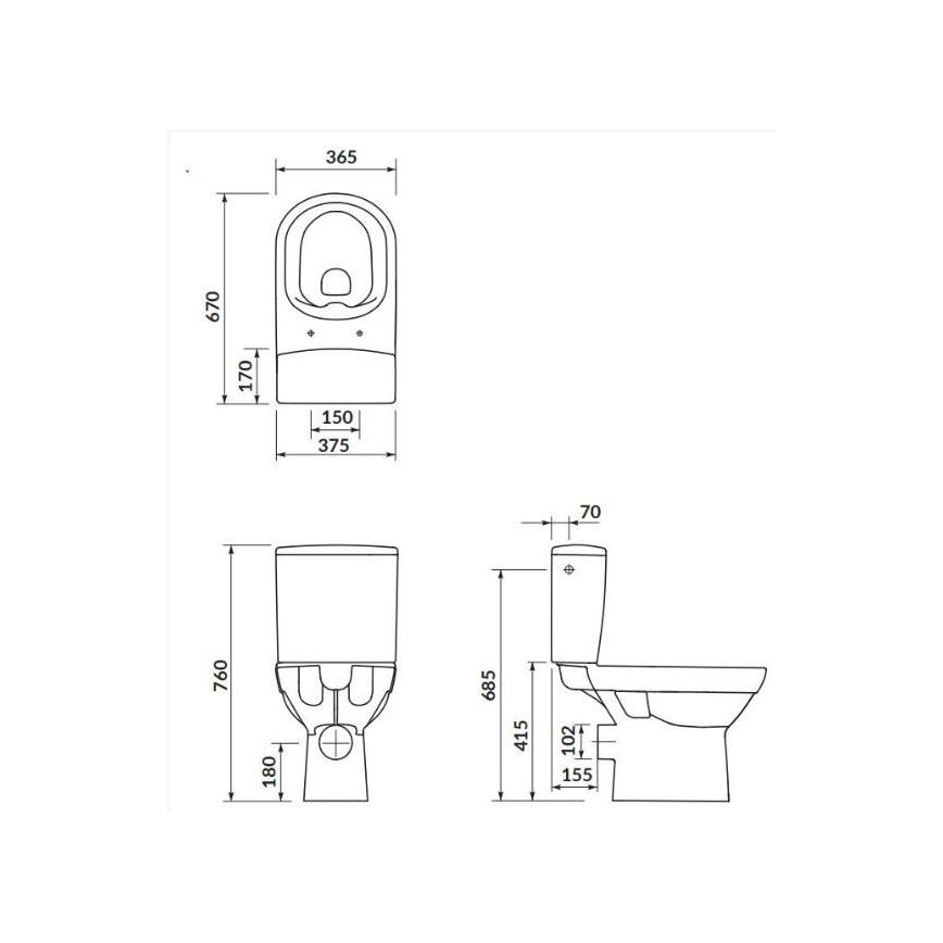 Cersanit K35-037 - Stand-WC mit Toilettensitz CITY Keramik/weiß