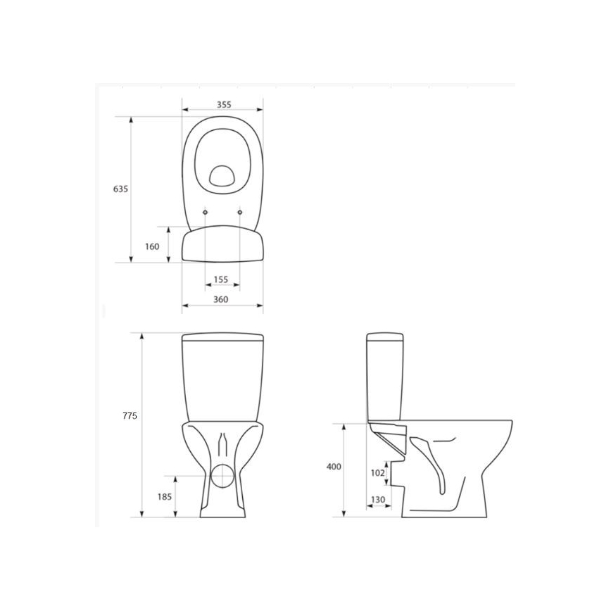 Cersanit K667-052 - Stand-WC mit Sitz ARTECO Keramik/Weiß
