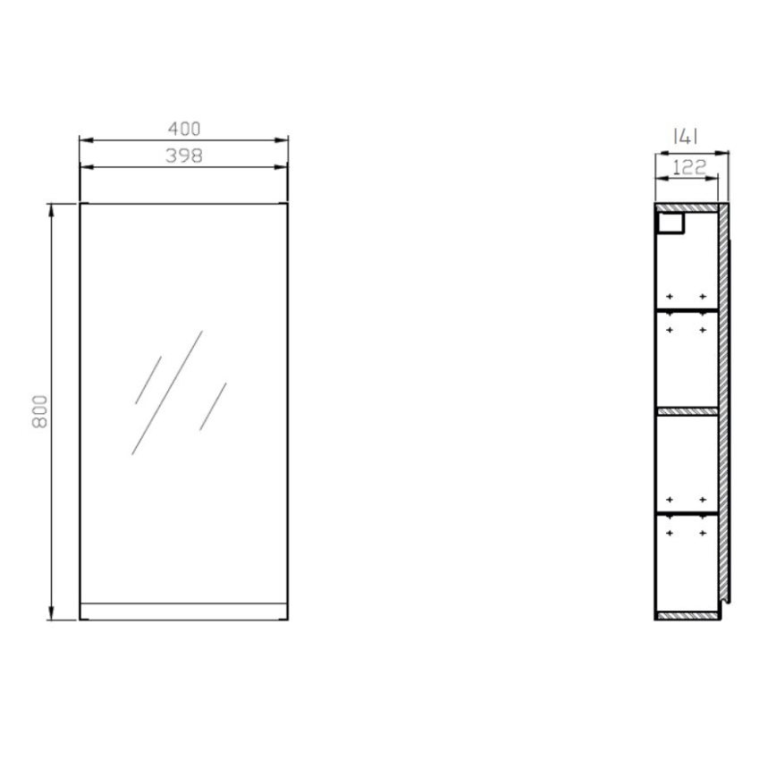 Cersanit S590-030 - Badezimmerspiegel-Schrank MEDDIE 80x40 cm