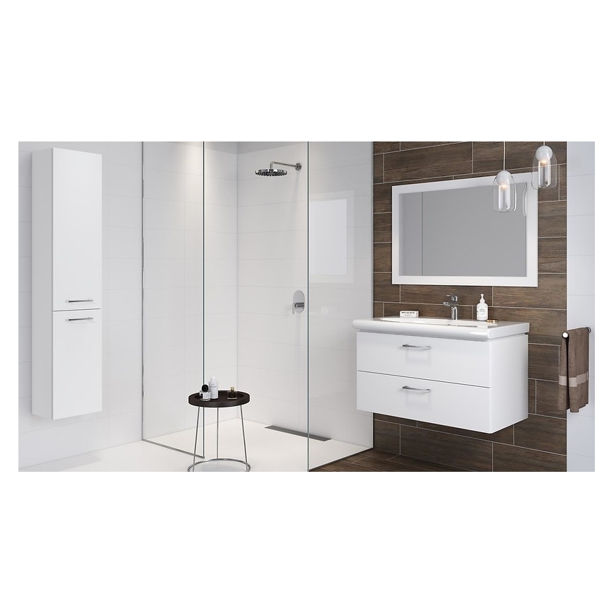 Cersanit S801-142-DSM - Wandhängender Badezimmerschrank mit Waschbecken LARA CITY 60x45 cm weiß