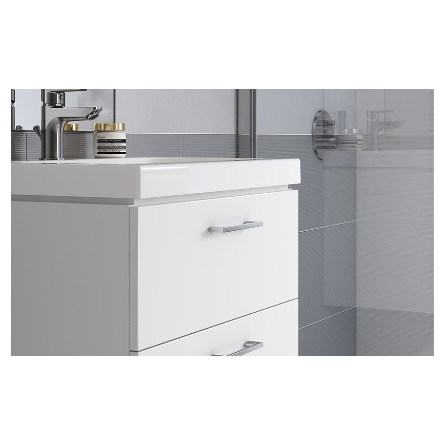 Cersanit S801-142-DSM - Wandhängender Badezimmerschrank mit Waschbecken LARA CITY 60x45 cm weiß