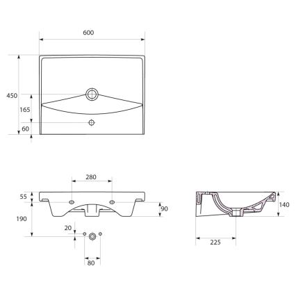 Cersanit S801-142-DSM - Hängender Badezimmerschrank mit Waschbecken LARA CITY 46x60 cm Weiß