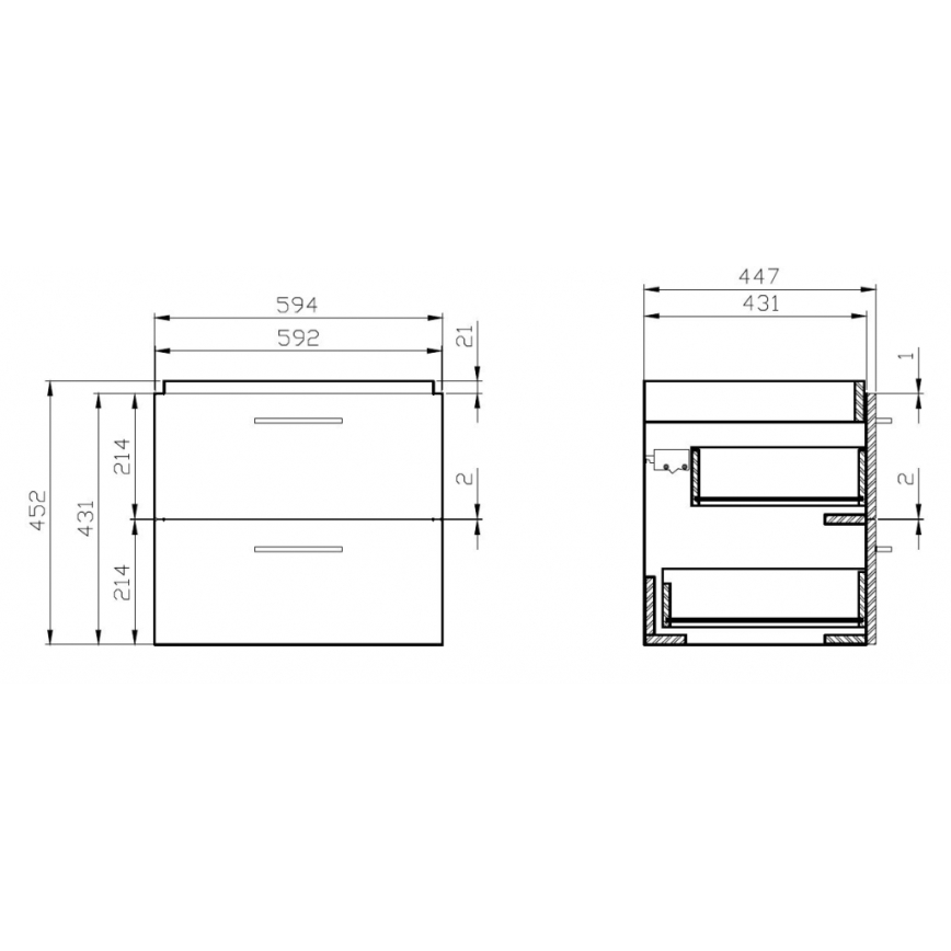 Cersanit S801-147-DSM - Hängender Waschtischunterschrank mit Waschbecken LARA 60×45 cm, weiß