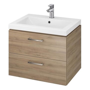 Cersanit S801-148-DSM - Hängender Badezimmerschrank mit Waschbecken ELODY 46x60 cm Nussbaum