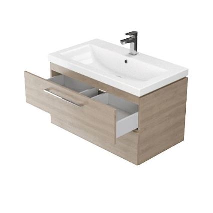 Cersanit S801-148-DSM - Hängender Badezimmerschrank mit Waschbecken ELODY 46x60 cm Nussbaum