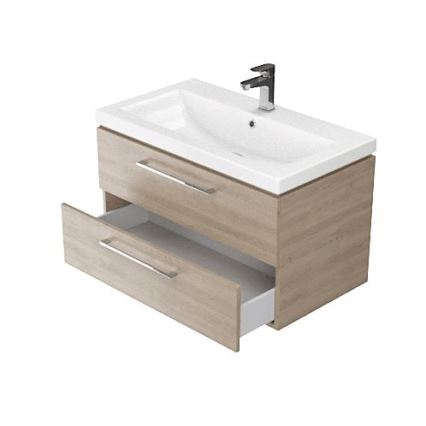 Cersanit S801-148-DSM - Hängender Badezimmerschrank mit Waschbecken ELODY 46x60 cm Nussbaum