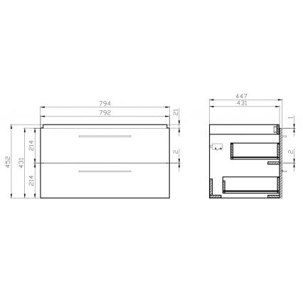 Cersanit S801-149-DSM - Hängender Badezimmerschrank mit Waschbecken ELODY 46x80 cm Weiß