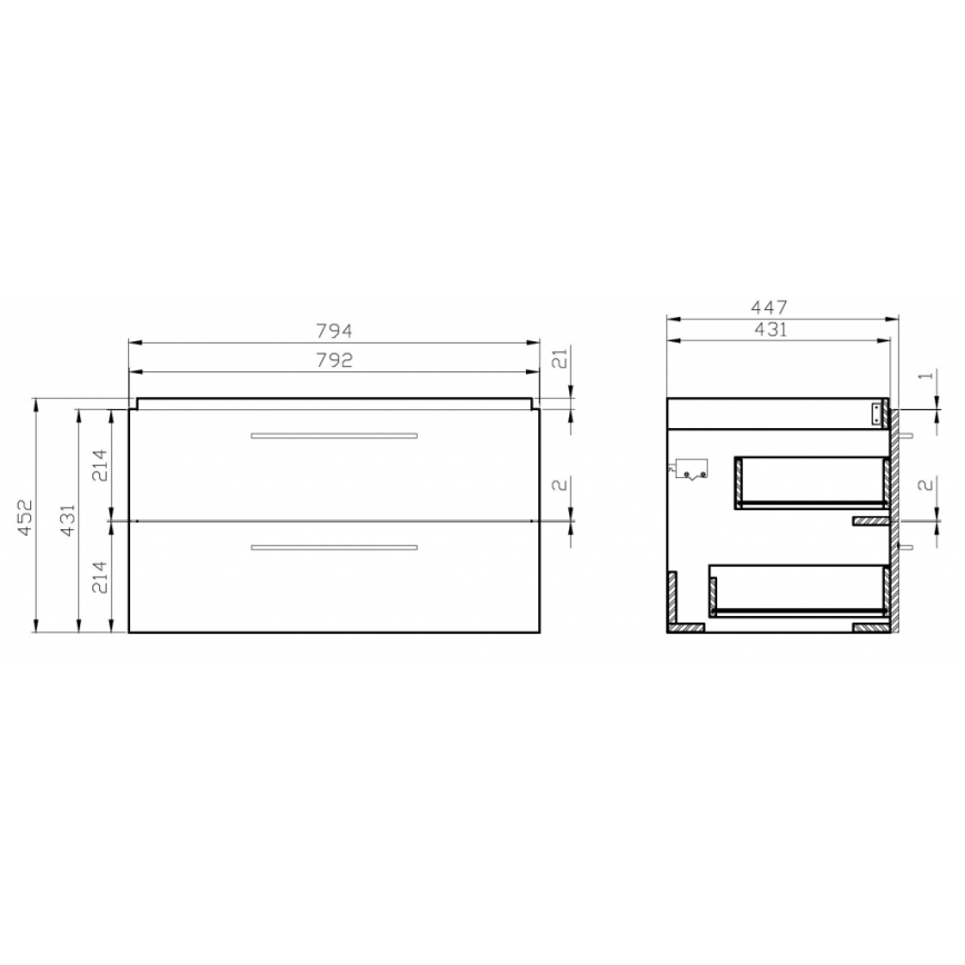 Cersanit S801-149-DSM - Hängender Badezimmerschrank mit Waschbecken ELODY 46x80 cm Weiß