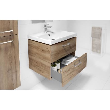 Cersanit S801-153-DSM - Hängender Badezimmerschrank mit Waschbecken ELIS 46x50 cm Nussbaum