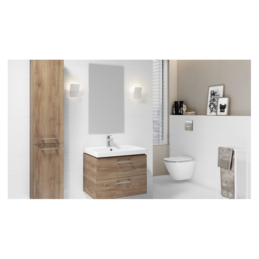 Cersanit S801-153-DSM - Hängender Badezimmerschrank mit Waschbecken ELIS 46x50 cm Nussbaum