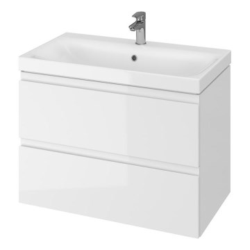 Cersanit S801-221-DSM - Hängender Badezimmerschrank mit Waschbecken MODUO 62x80 cm Hochglanz Weiß