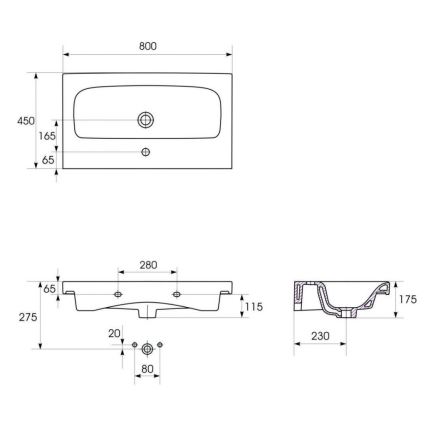 Cersanit S801-221-DSM - Hängender Badezimmerschrank mit Waschtisch MODUO 80x45 cm hochglänzend weiß