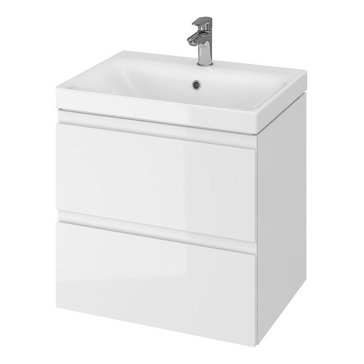 Cersanit S801-223-DSM - Hängender Badezimmerschrank mit Waschbecken MEDDIE 62x60 cm glänzend weiß