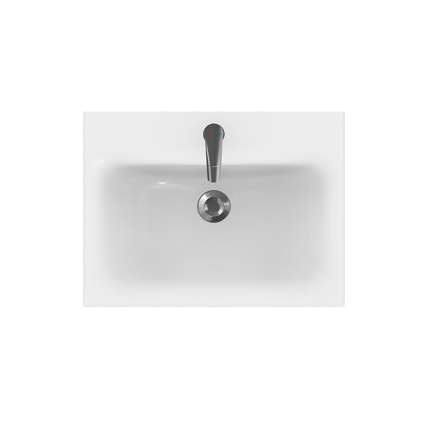 Cersanit S801-223-DSM - Hängender Badezimmerschrank mit Waschbecken MEDDIE 62x60 cm glänzend weiß