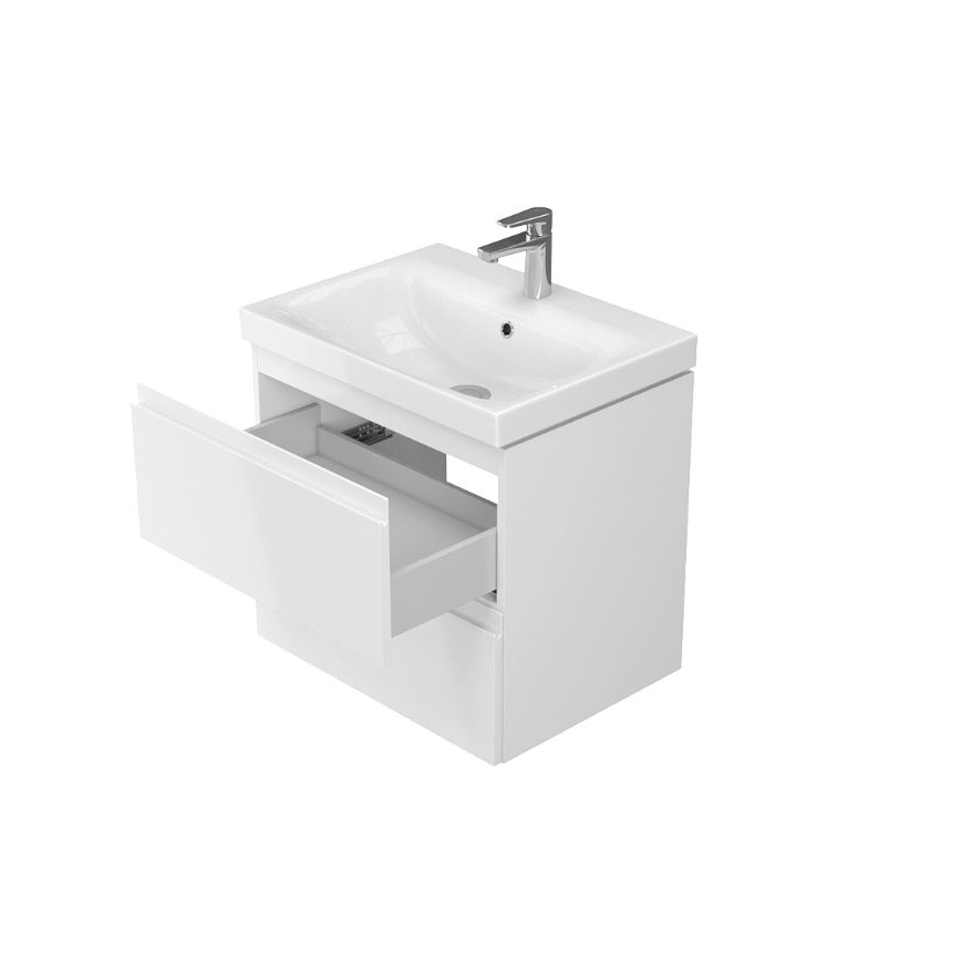 Cersanit S801-223-DSM - Hängender Badezimmerschrank mit Waschbecken MEDDIE 62x60 cm glänzend weiß