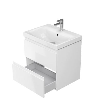 Cersanit S801-223-DSM - Hängender Badezimmerschrank mit Waschbecken MEDDIE 62x60 cm glänzend weiß