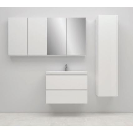 Cersanit S801-225-DSM - Hängender Badezimmerschrank mit Waschbecken MEDA SLIM 62x80 cm glänzend weiß
