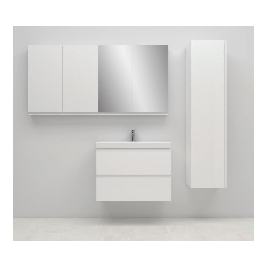 Cersanit S801-225-DSM - Hängender Badezimmerschrank mit Waschbecken MEDA SLIM 62x80 cm glänzend weiß