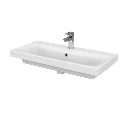 Cersanit S801-225-DSM - Hängender Badezimmerschrank mit Waschbecken MEDA SLIM 62x80 cm glänzend weiß
