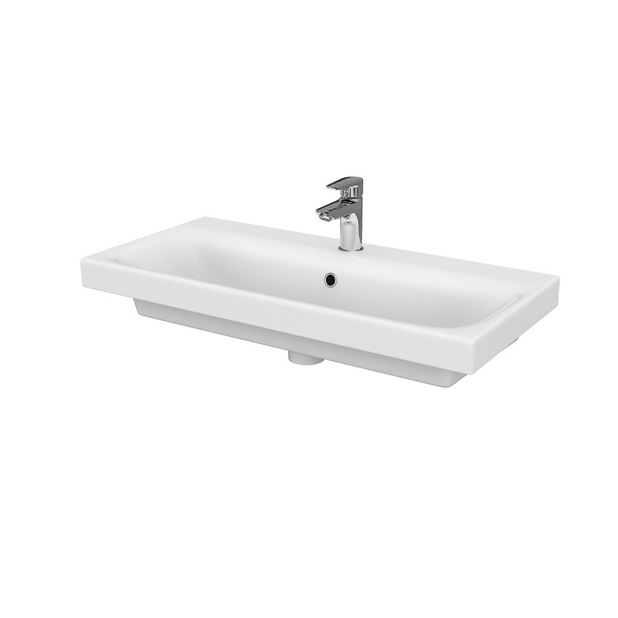 Cersanit S801-225-DSM - Hängender Badezimmerschrank mit Waschbecken MEDA SLIM 62x80 cm glänzend weiß