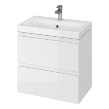 Cersanit S801-227-DSM - Hängender Badezimmerschrank mit Waschbecken MEDA SLIM 62x60 cm glänzend weiß