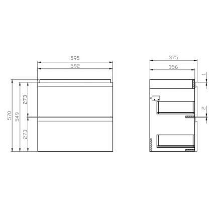 Cersanit S801-227-DSM - Hängender Badezimmerschrank mit Waschbecken MEDA SLIM 62x60 cm glänzend weiß