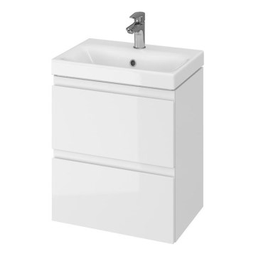 Cersanit S801-229-DSM - Hängender Badezimmerschrank mit Waschbecken MEDA SLIM 62x50 cm glänzend weiß