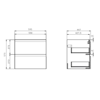 Cersanit S929-010 - Hängender Badezimmerschrank unter dem Waschbecken MODUO 57x59,5 cm Hochglanz Weiß